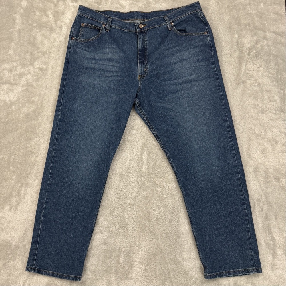 Wrangler Jeans Mens 40x30 Blue Flex Comfort Relaxed Straight Stretch Denim‎
